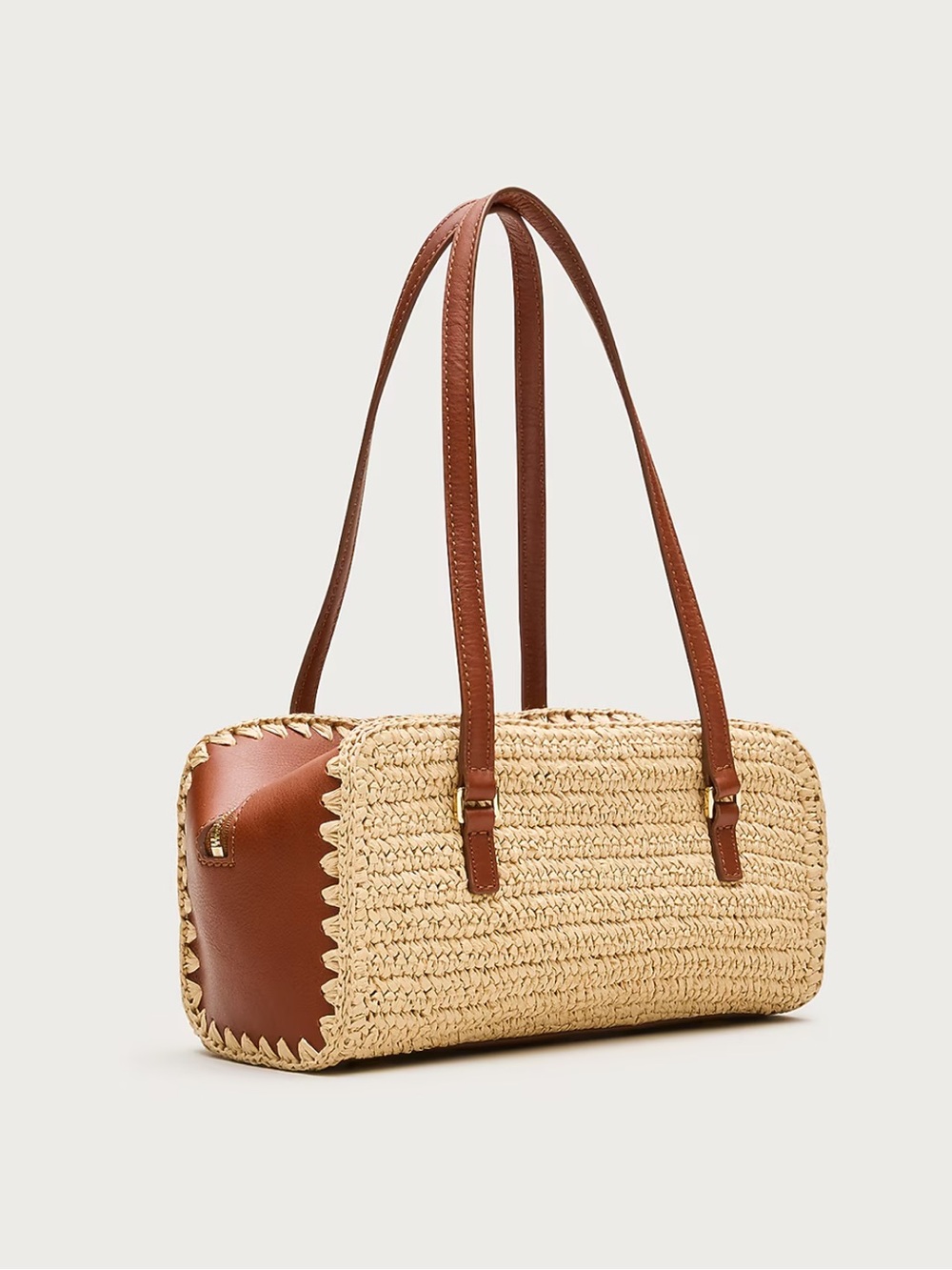 J Crew Delphine handknotted shoulder bag in straw and leather #OA1 - Picture 1 of 17